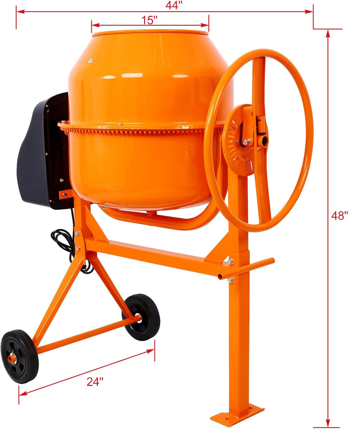 Orange Electric Cement Mixer with Wheel & Stand O267227