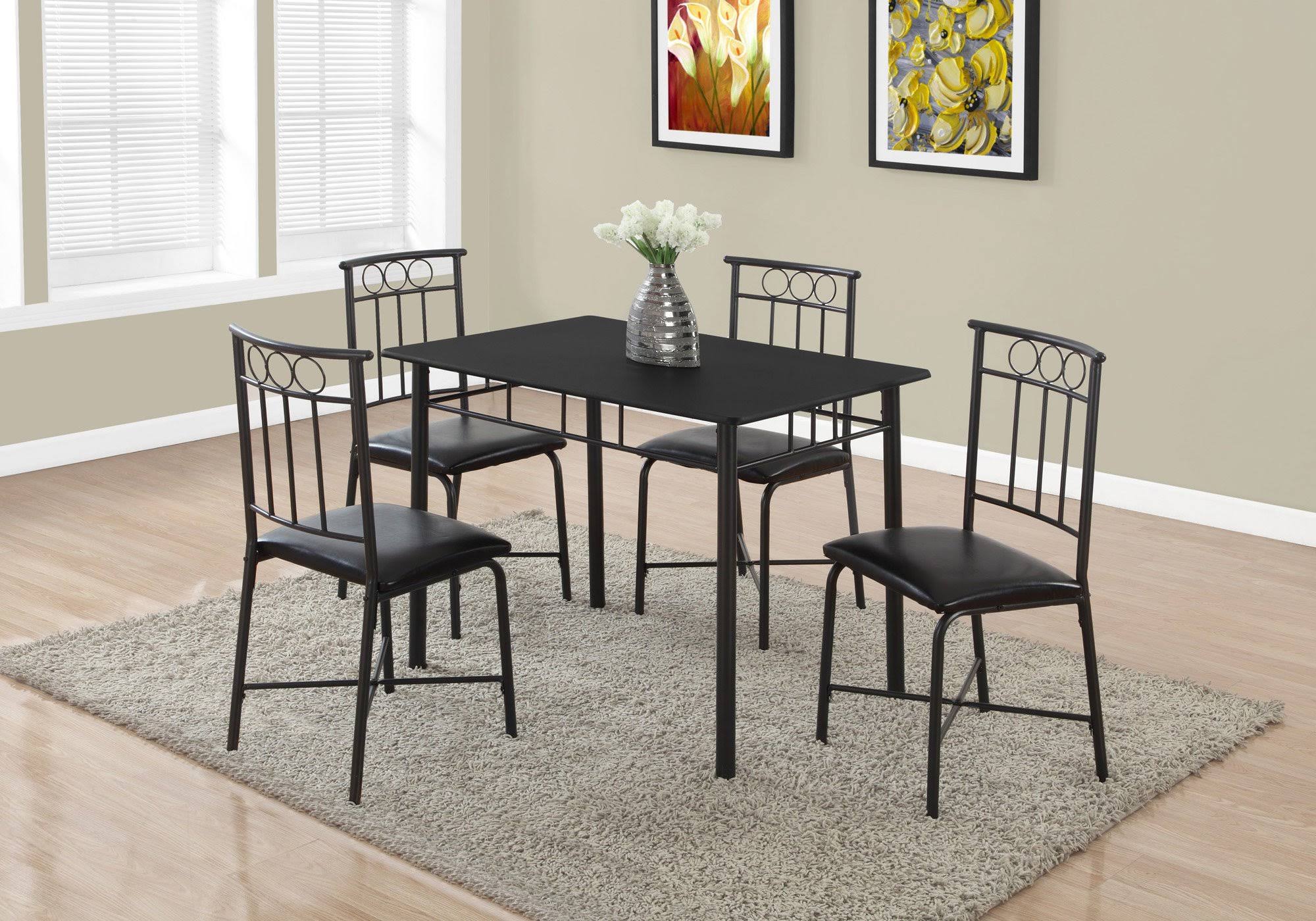 Black Metal Dining Set 5pcs F696