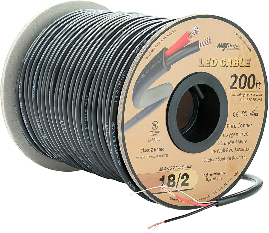 200 ft 18AWG 2 Conductor Black Sleeve Speaker Wire H5929