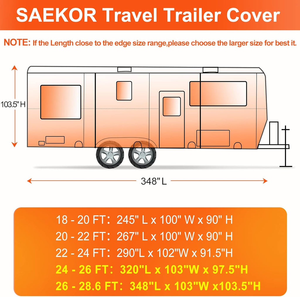 7 Layers 250 GSM Ripstop Travel Trailer RV Cover with 4 Tire Covers N69048