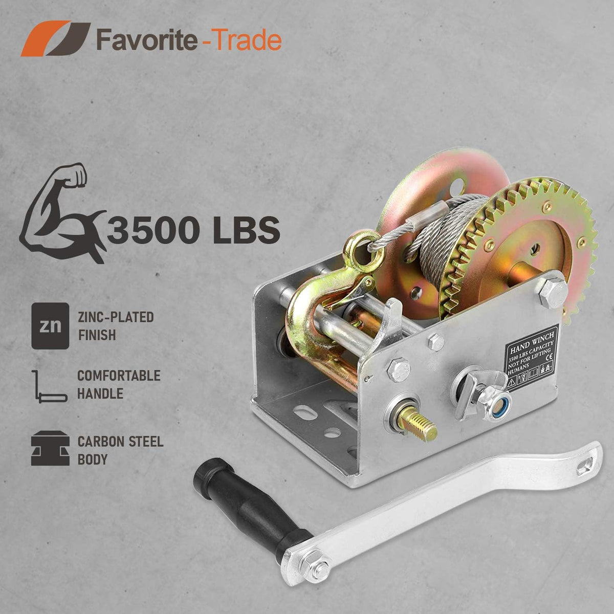 3500 lbs Hand Winch with Cable Pack of 2 N281