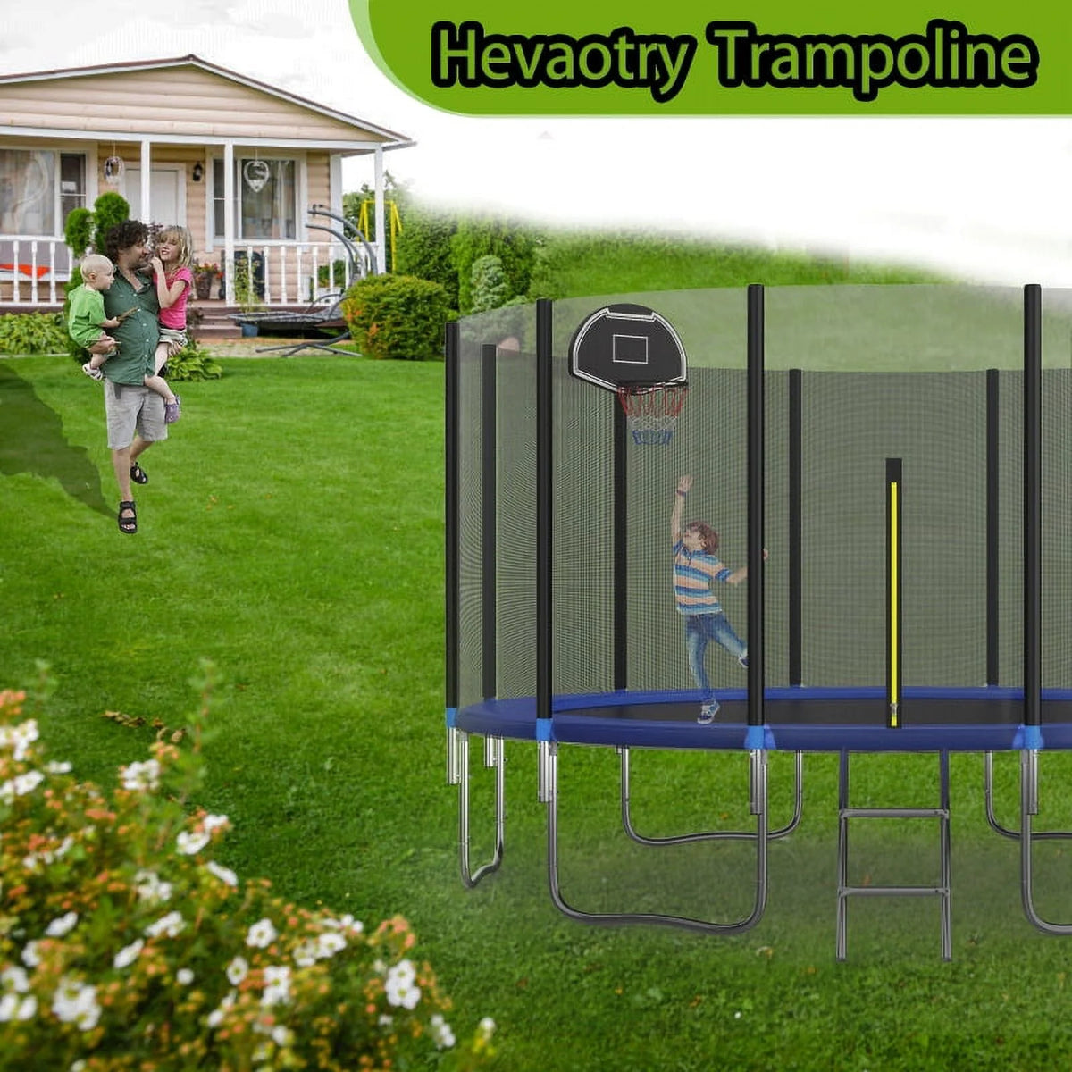 16Ft Trampoline with Safety Enclosure Net & Ladder R338786