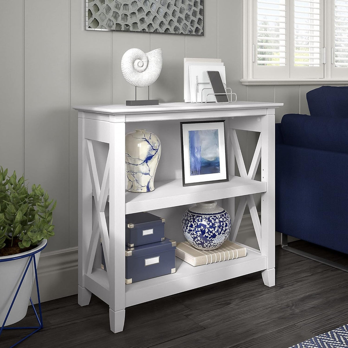 Pure White Oak 2 Shelf Bookcase M166