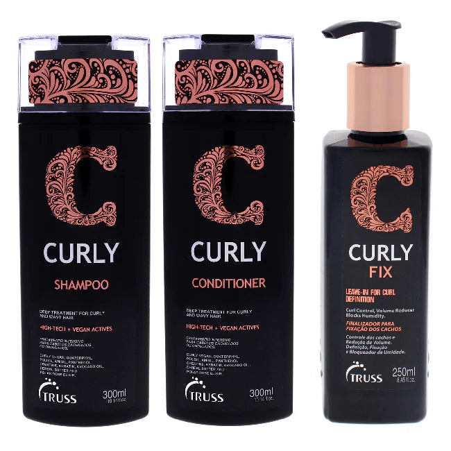 3 Pc Curly Shampoo Conditioner Fix Cream Kit C25217
