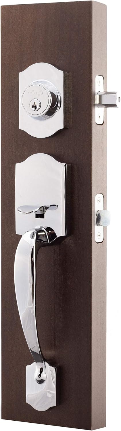 Polished Stainless Front Door Handle Set, Pack of 2 D290