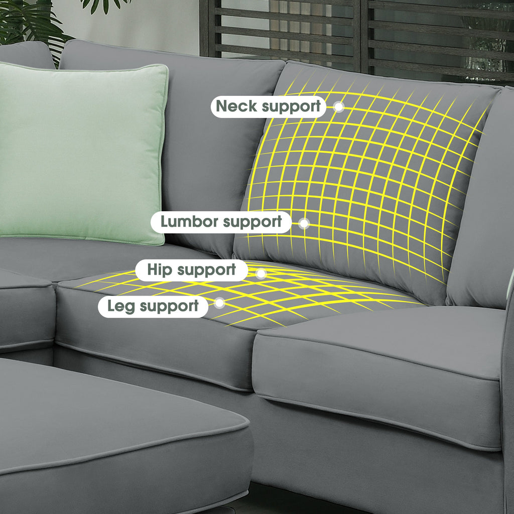 Grey Modular Sectional Sofa with Ottoman V9093