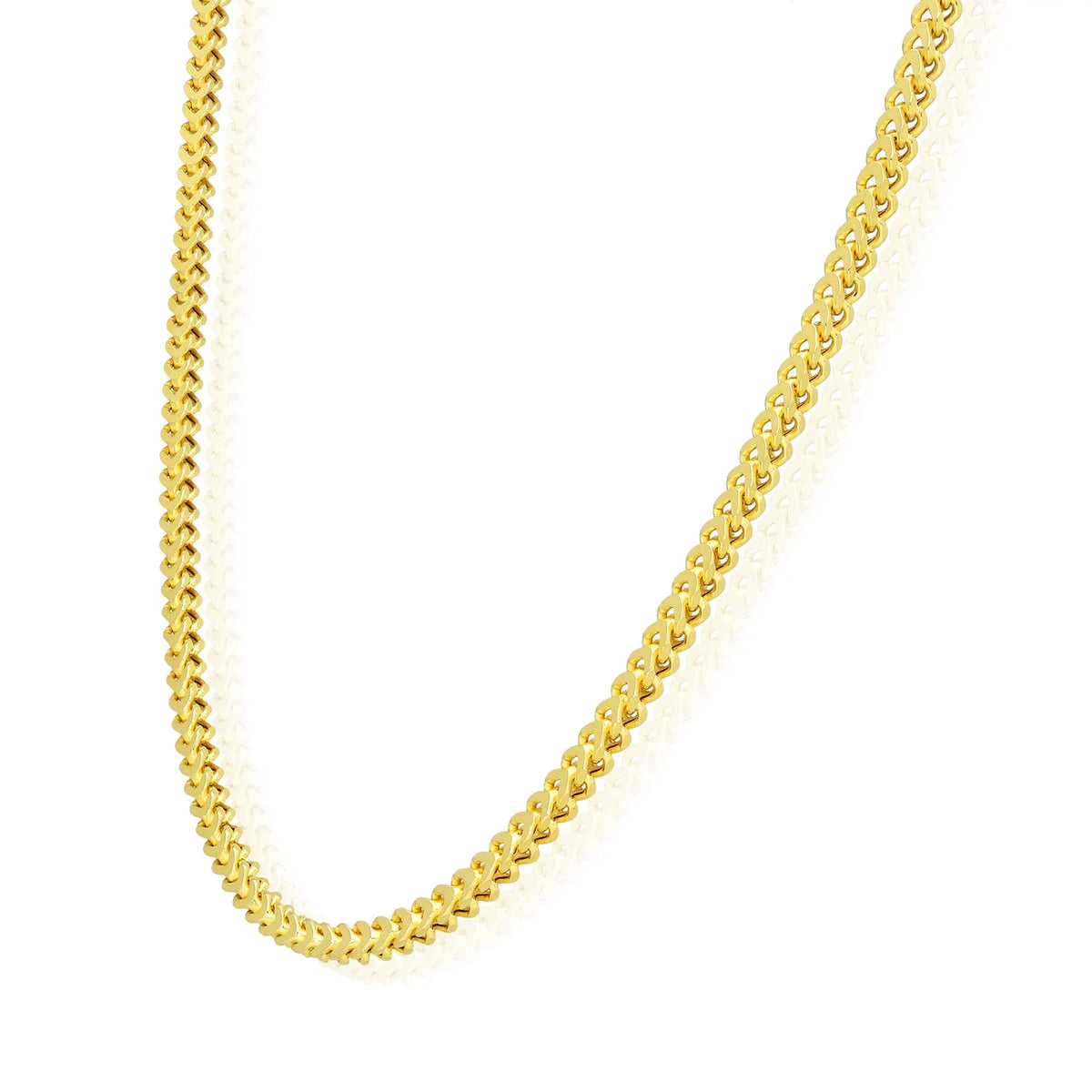 18K Gold Over Silver Hollow Franco Chain Necklace 20"-30" G5559