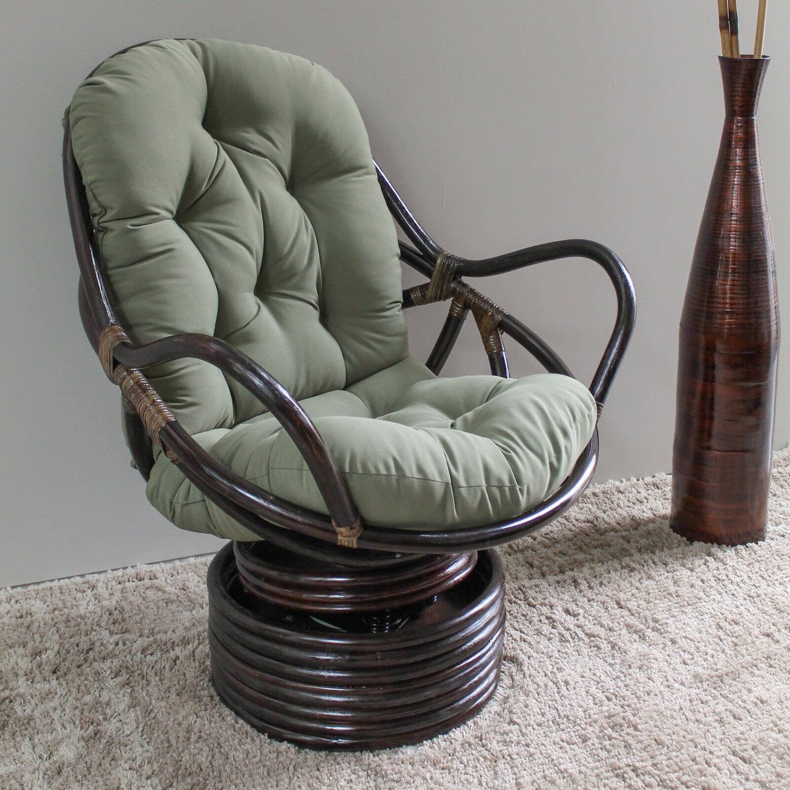 Rattan Coil Base Swivel Rocker with Micro Suede Cushion C874