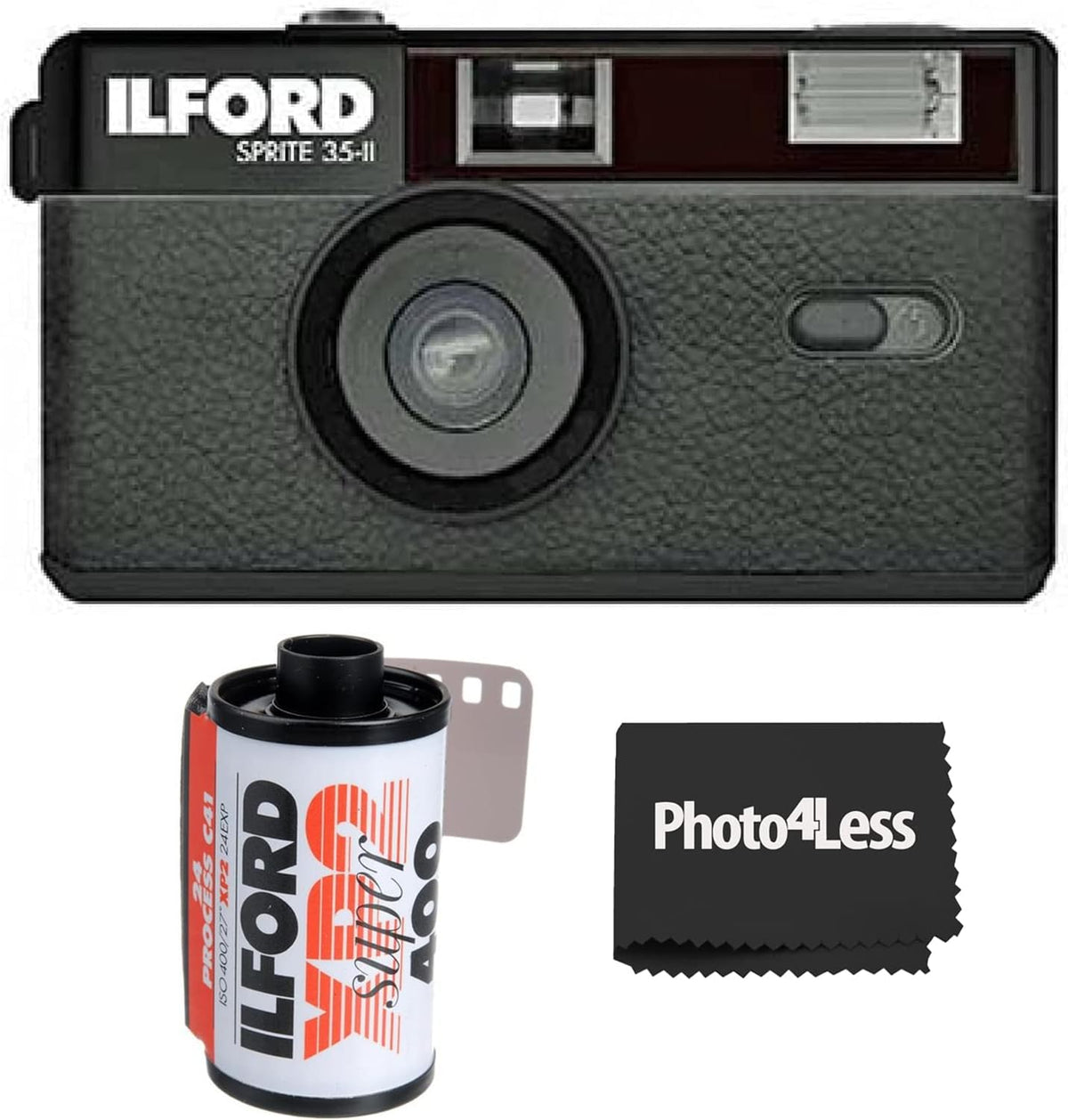 Black & Silver 35mm Camera with 24 Exposures B&W Film A850