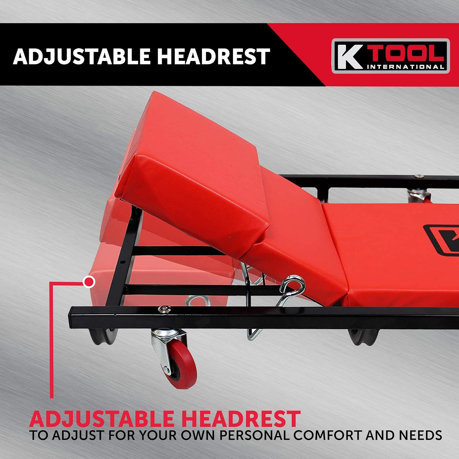 40 Metal Frame Creeper with Adjustable Headrest, 6 2 Oil Resistant Castors W811028