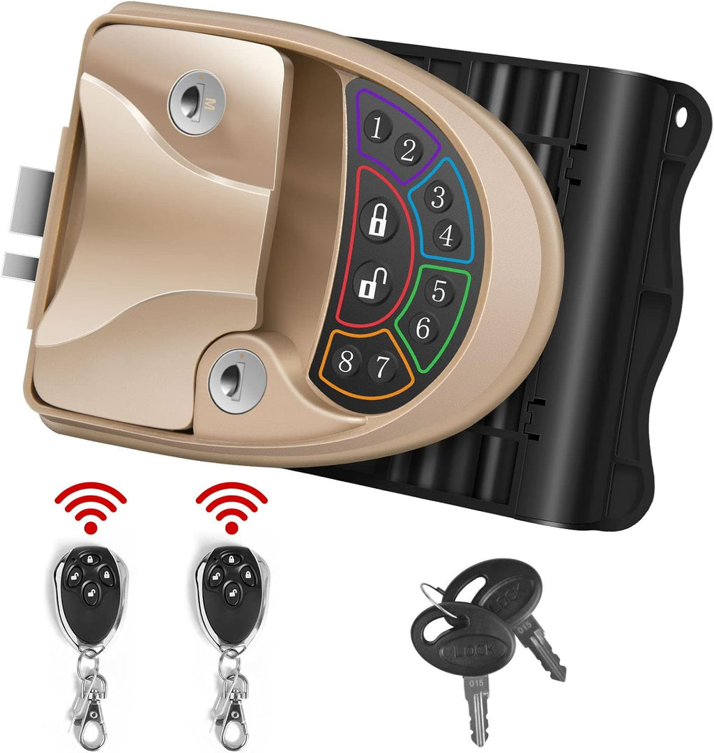 Waterproof Keyless RV Door Lock with Backlit Keypad and 2 Fobs and Key for 2.75 x 3.75 Lock Hole S4520