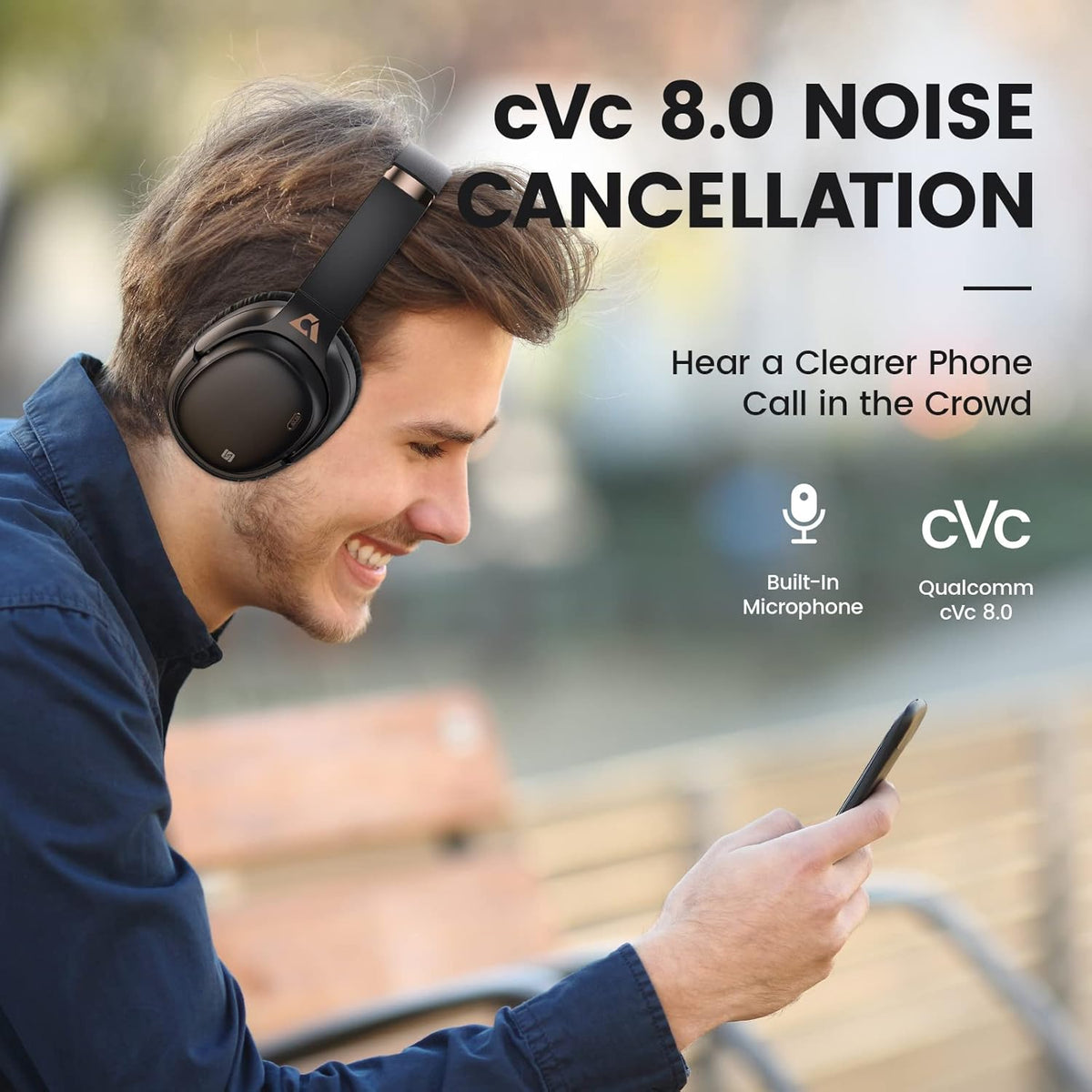 Hybrid Active Noise Cancelling Over-Ear Bluetooth Headphones with Microphone I269172