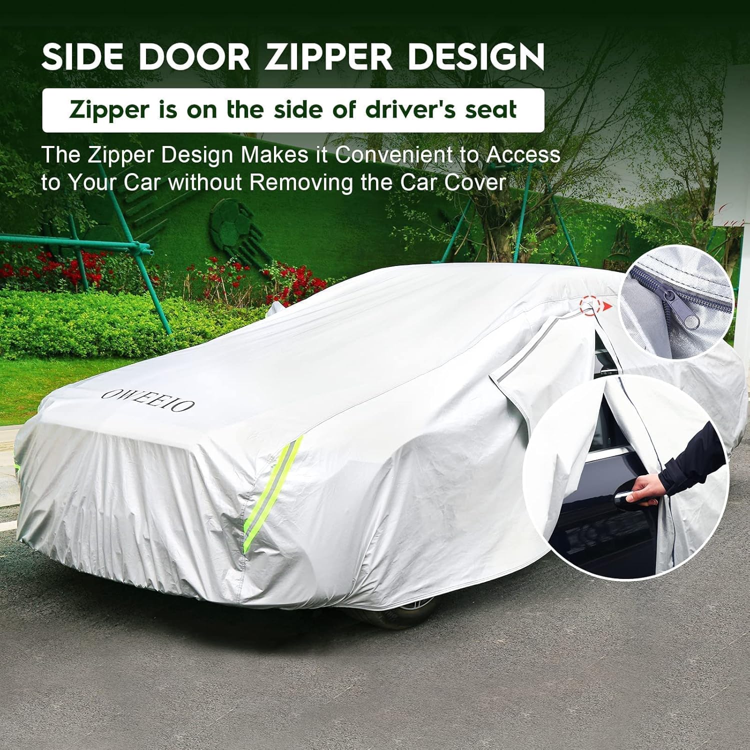 6 Layers Waterproof All Weather Car Cover with Zipper P8002