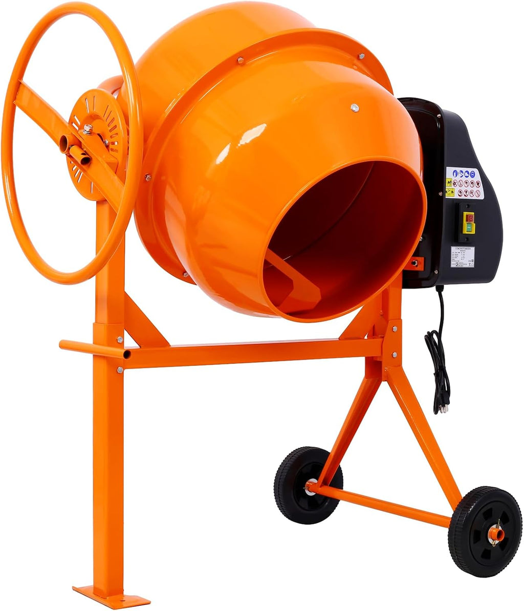 Orange Electric Cement Mixer with Wheel & Stand O267227
