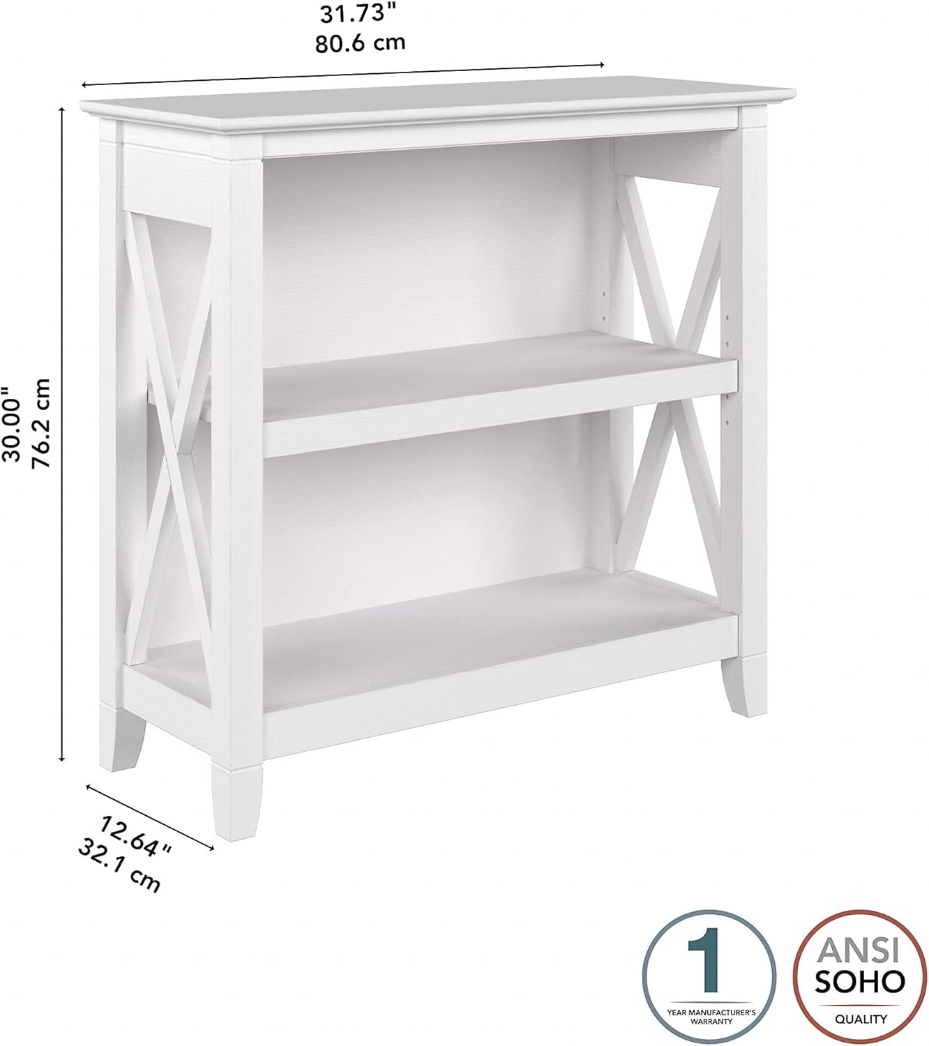 Pure White Oak 2 Shelf Bookcase M166