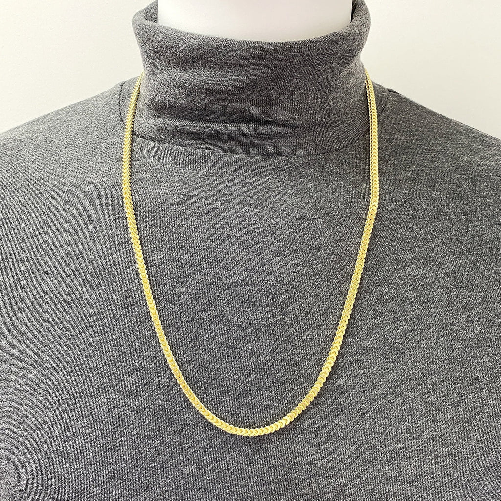 18K Gold Over Silver Hollow Franco Chain Necklace 20"-30" G5559