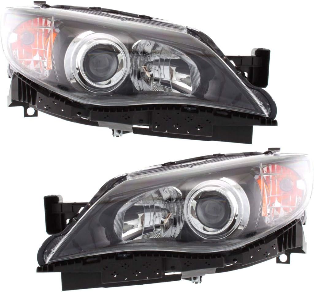 Pair Black Housing Headlight for Subaru Impreza 2008-2011 W65070