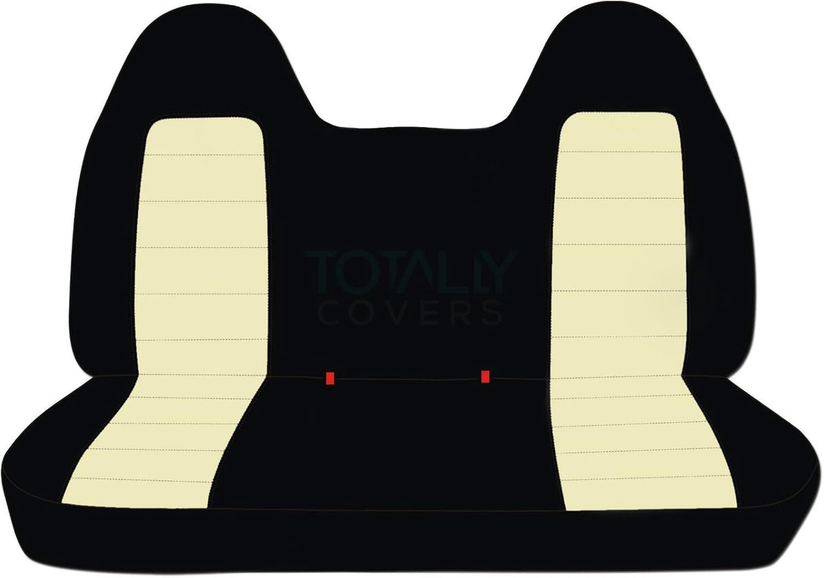 Black & Navy Blue Two-Tone Truck Seat Covers for 1999-2004 Ford F-150 Front Solid Bench with Molded Headrests A6533