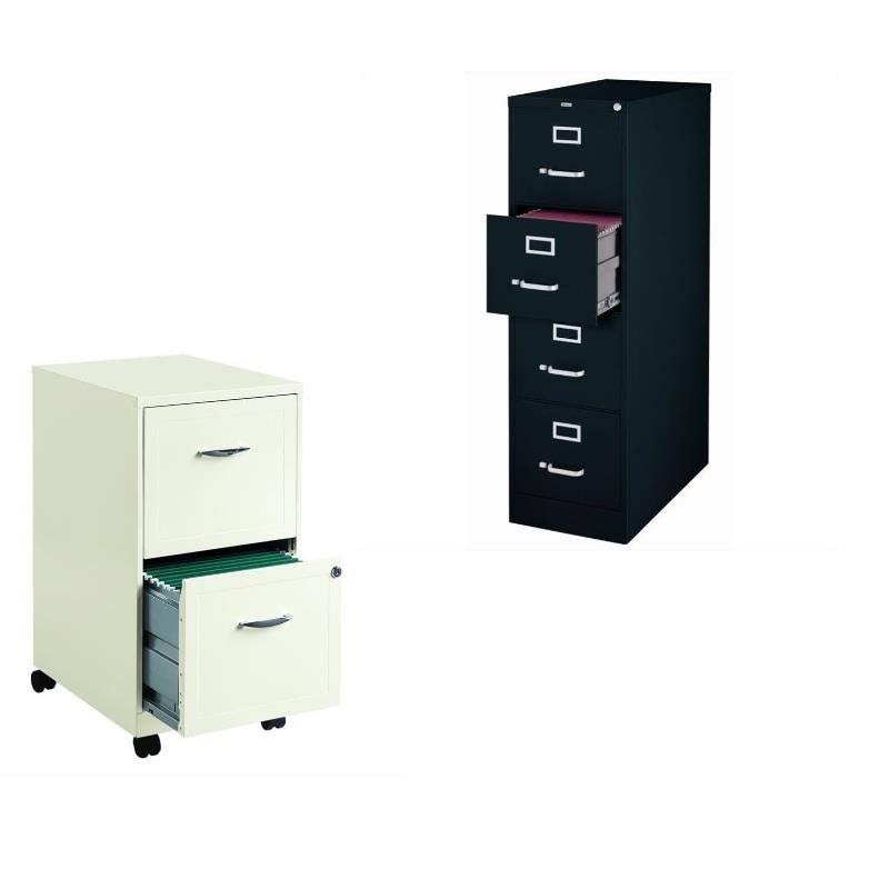 Black 4 Drawer and White Mobile File Cabinet S837444