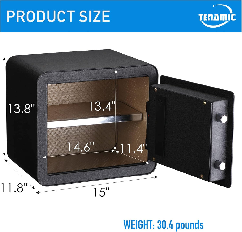 Black Biometric Fingerprint Safe Box, Solid Alloy Steel W569059