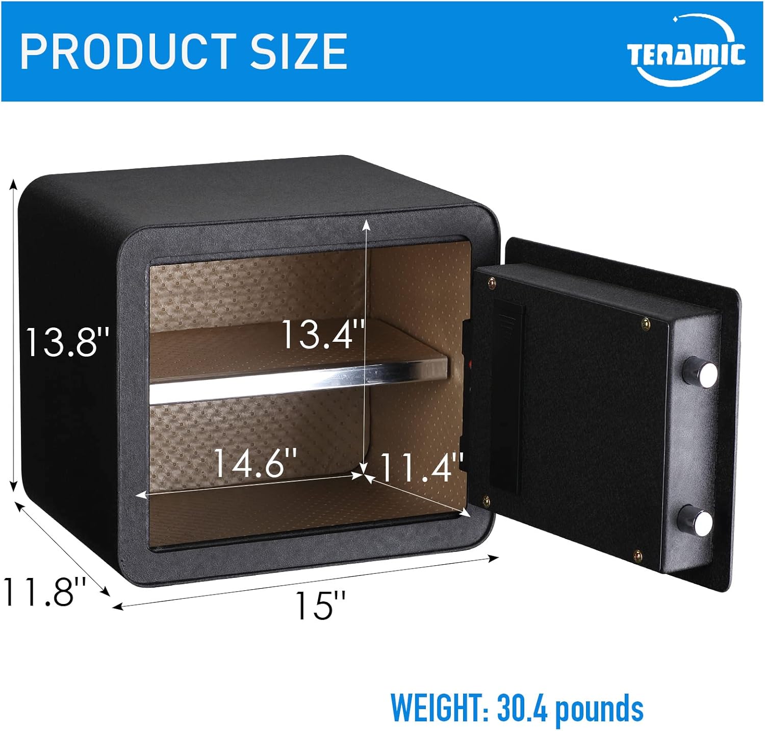 Black Biometric Fingerprint Safe Box, Solid Alloy Steel W569059