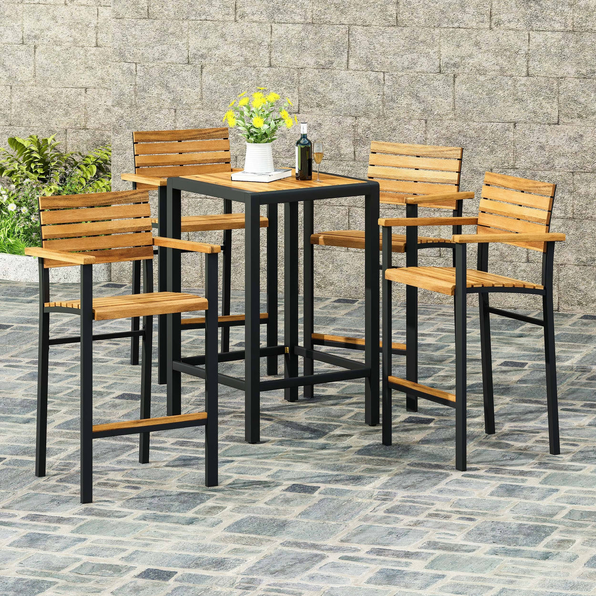 Acacia Wood Barstool (Set of 4) K4691