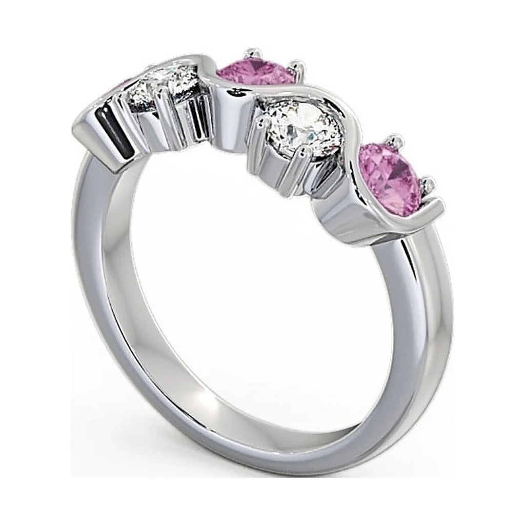 14K White Gold Pink Sapphire Diamond Eternity Band Size 10 K452660