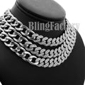 Partial Iced Silver Cuban Link Choker Chain Necklace L945