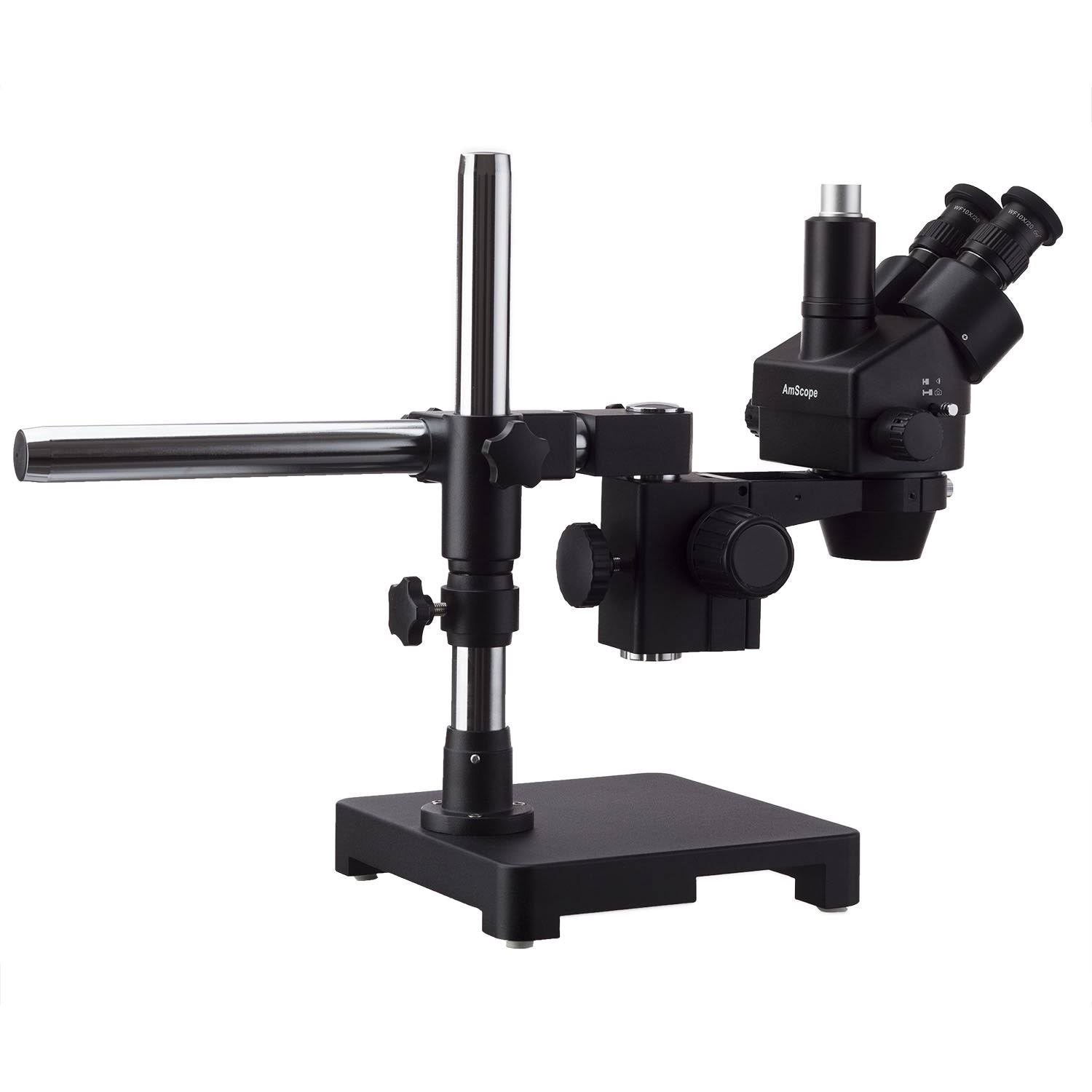 3.5X-45X Black Trinocular Stereo Zoom Microscope with Fluorescent Ring Light and 5MP Camera P6779