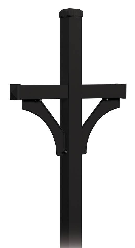 Black 2 Sided In-Ground Mounted Mailbox Post I8297