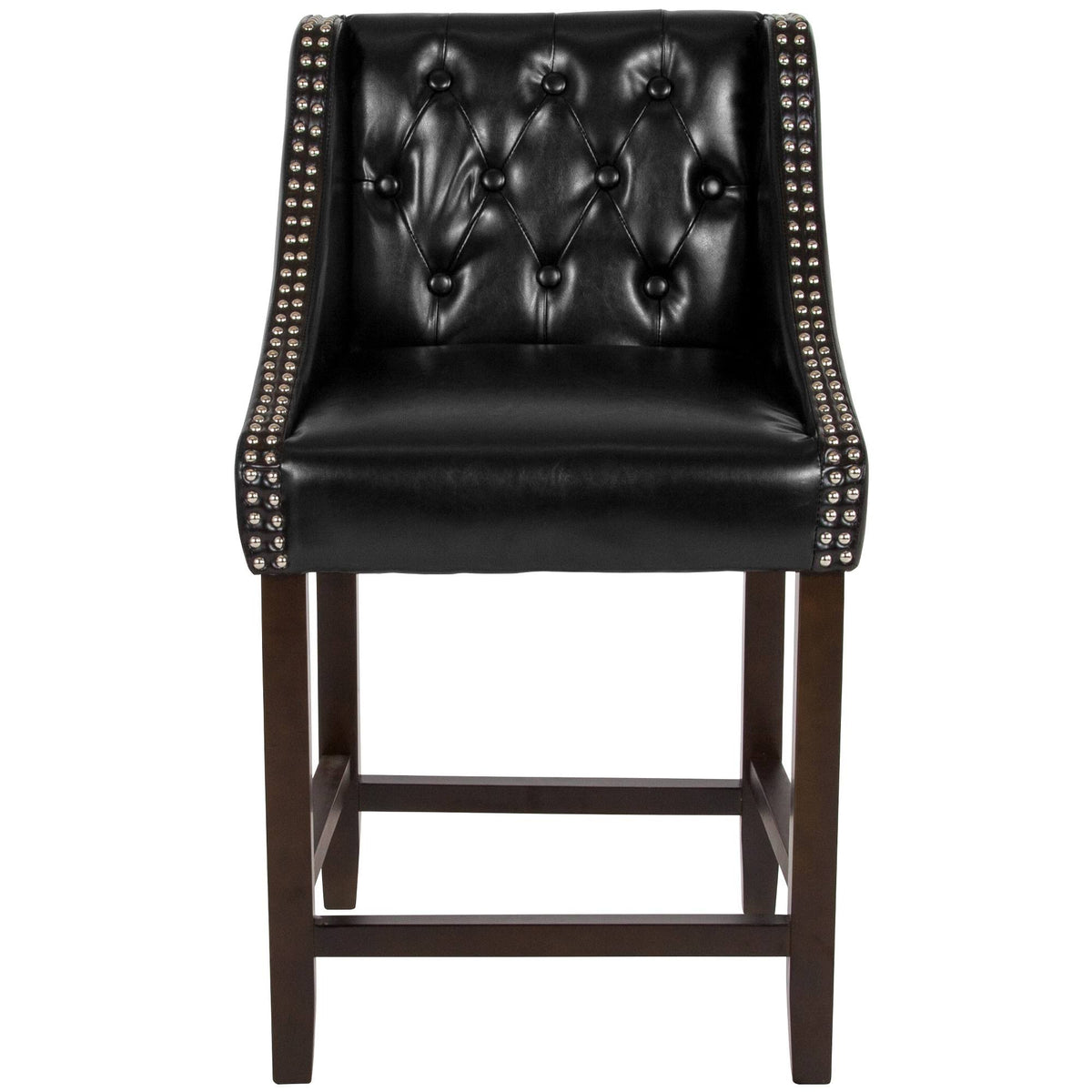 24x22H Tufted Walnut Counter Height Stool in Black LeatherSoft W523494