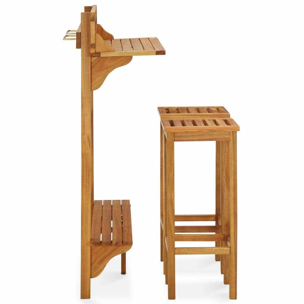 3 Piece Solid Acacia Wood Garden Furniture Set Q86556