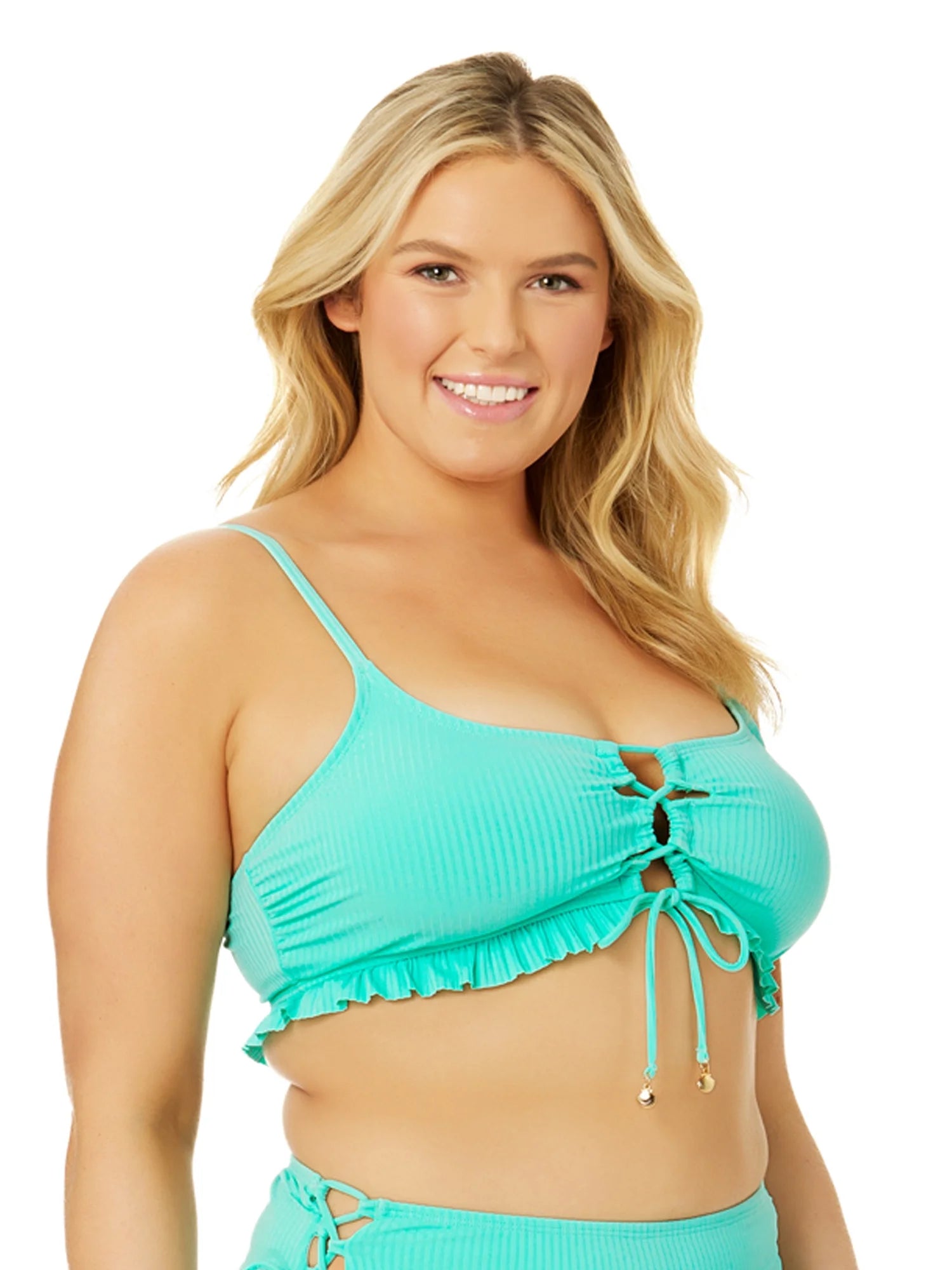 Aqua Ribbed Bikini Top S98598