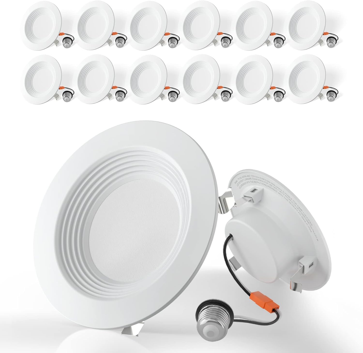 12 Pack 4 Inch LED Retrofit Recessed Downlight, Baffle Trim, Dimmable, 3000K Warm White X814990