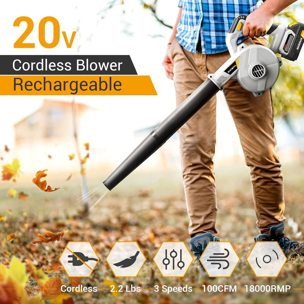20V Cordless Electric Leaf Blower & Vacuums with Charger & 2.0Ah Lithium Battery E3882