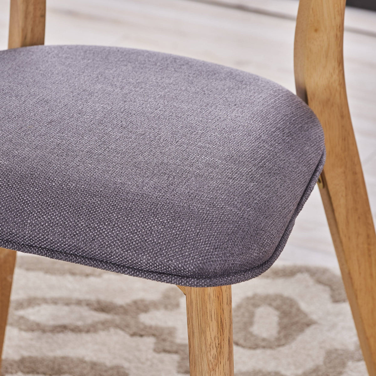 Set of 2 Light Beige Fabric Dining Chairs with Natural Oak Finish C4629