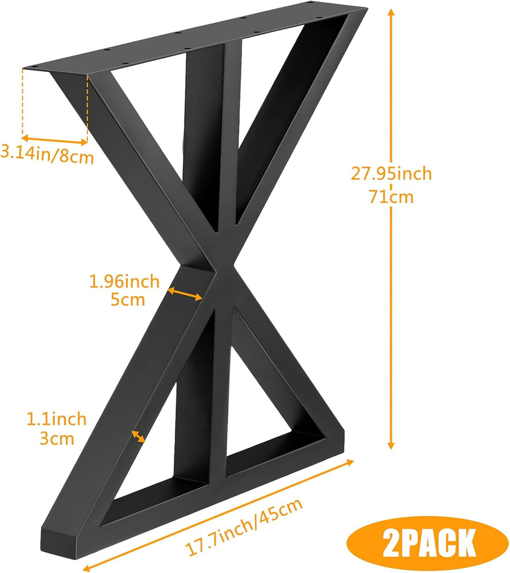 Metal Table Legs X Shape Set of 2 Black Cast Iron Q867717