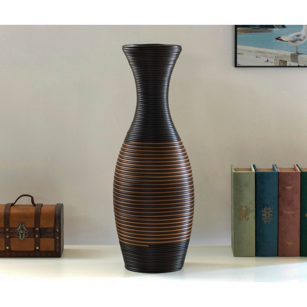 Black and Brown Artificial Rattan Vase 23 inch U91142