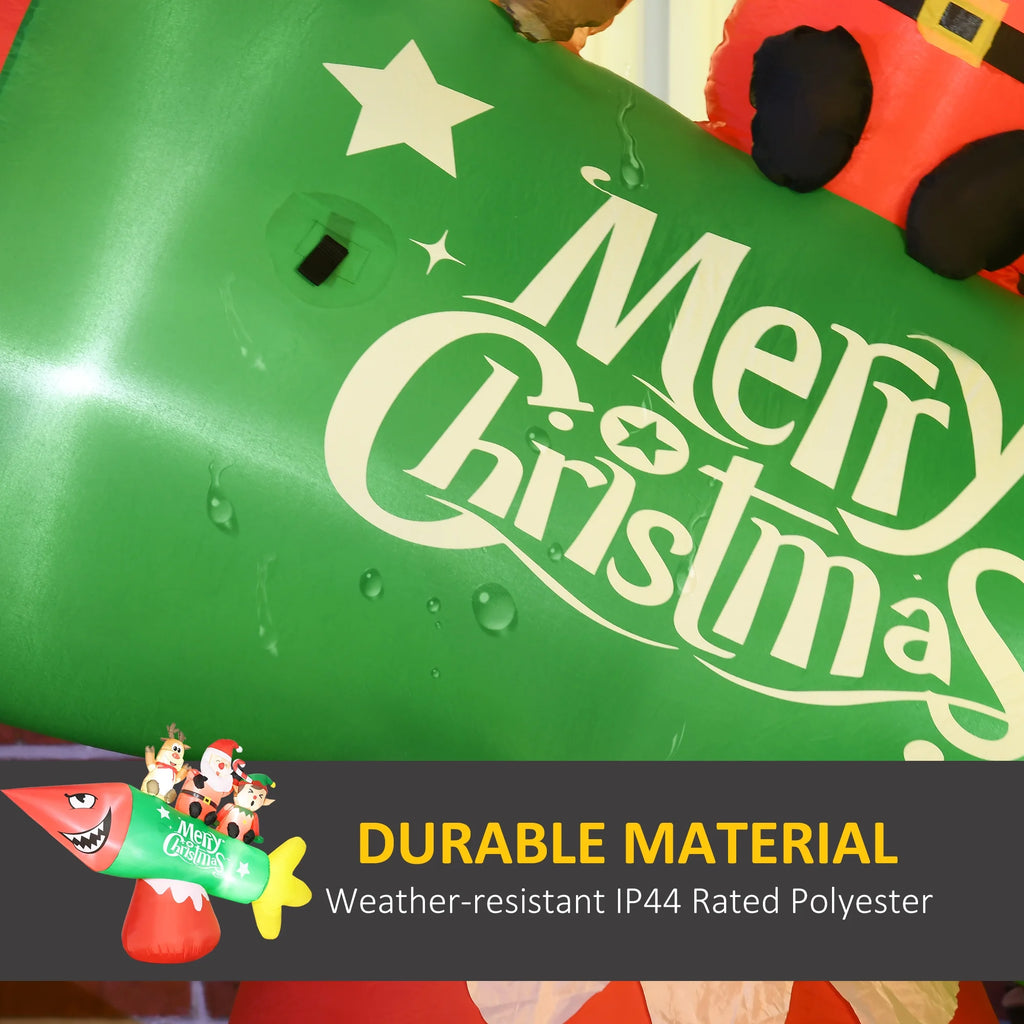 Inflatable Christmas Rocket with Santa Claus LED Yard Display P1306