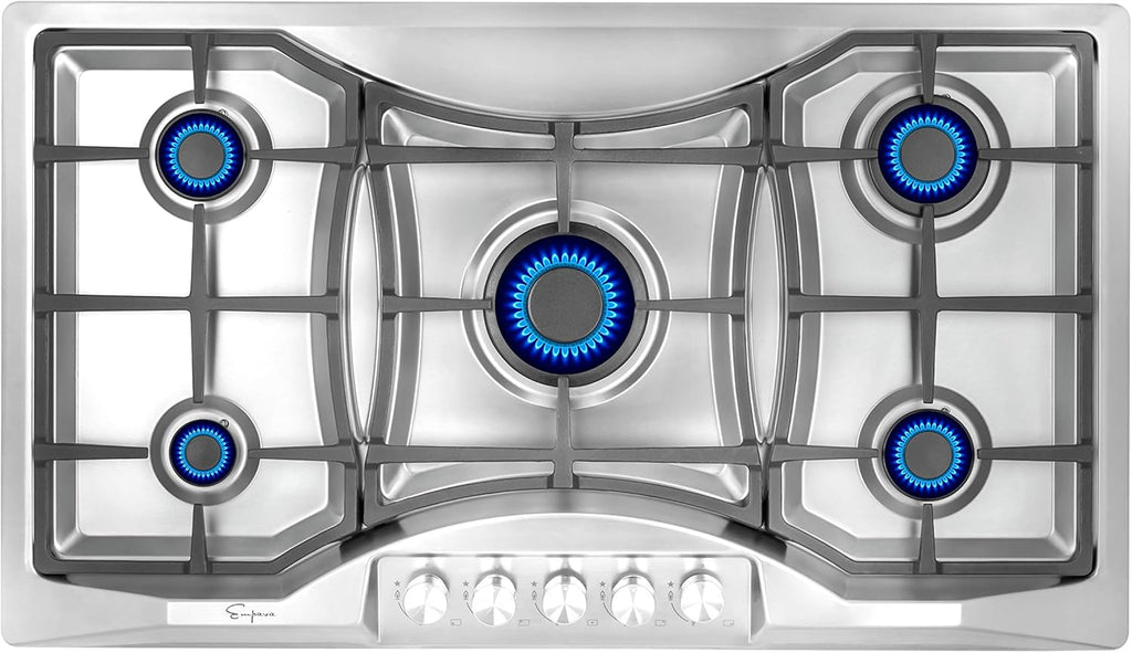 36 Inch Gas Cooktop with 5 Sealed Burners in Stainless Steel M760