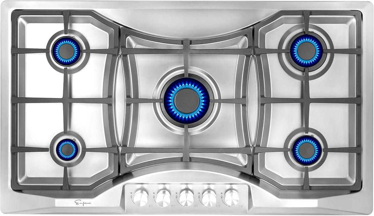 36 Inch Gas Cooktop with 5 Sealed Burners in Stainless Steel M760
