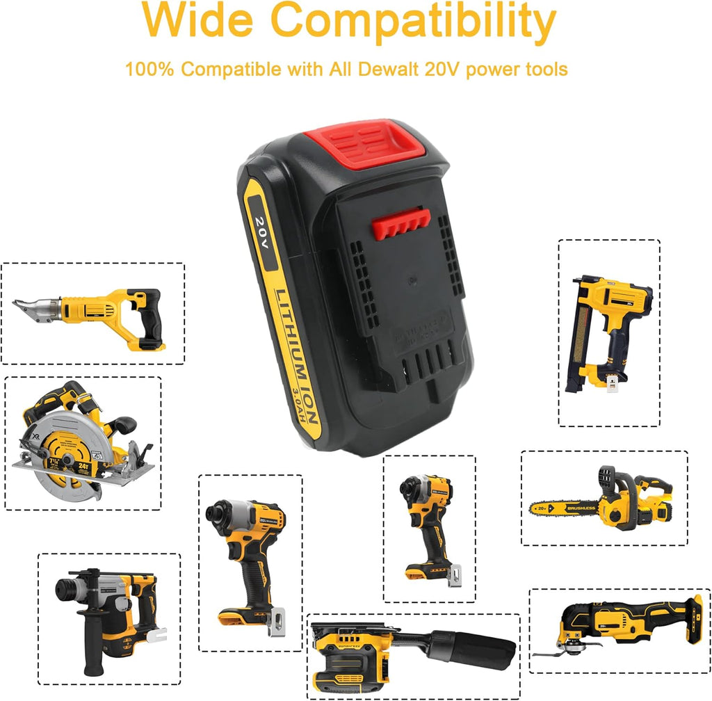 2 Pack 20V 3.0Ah Battery and Charger Combo for Cordless Tools M386