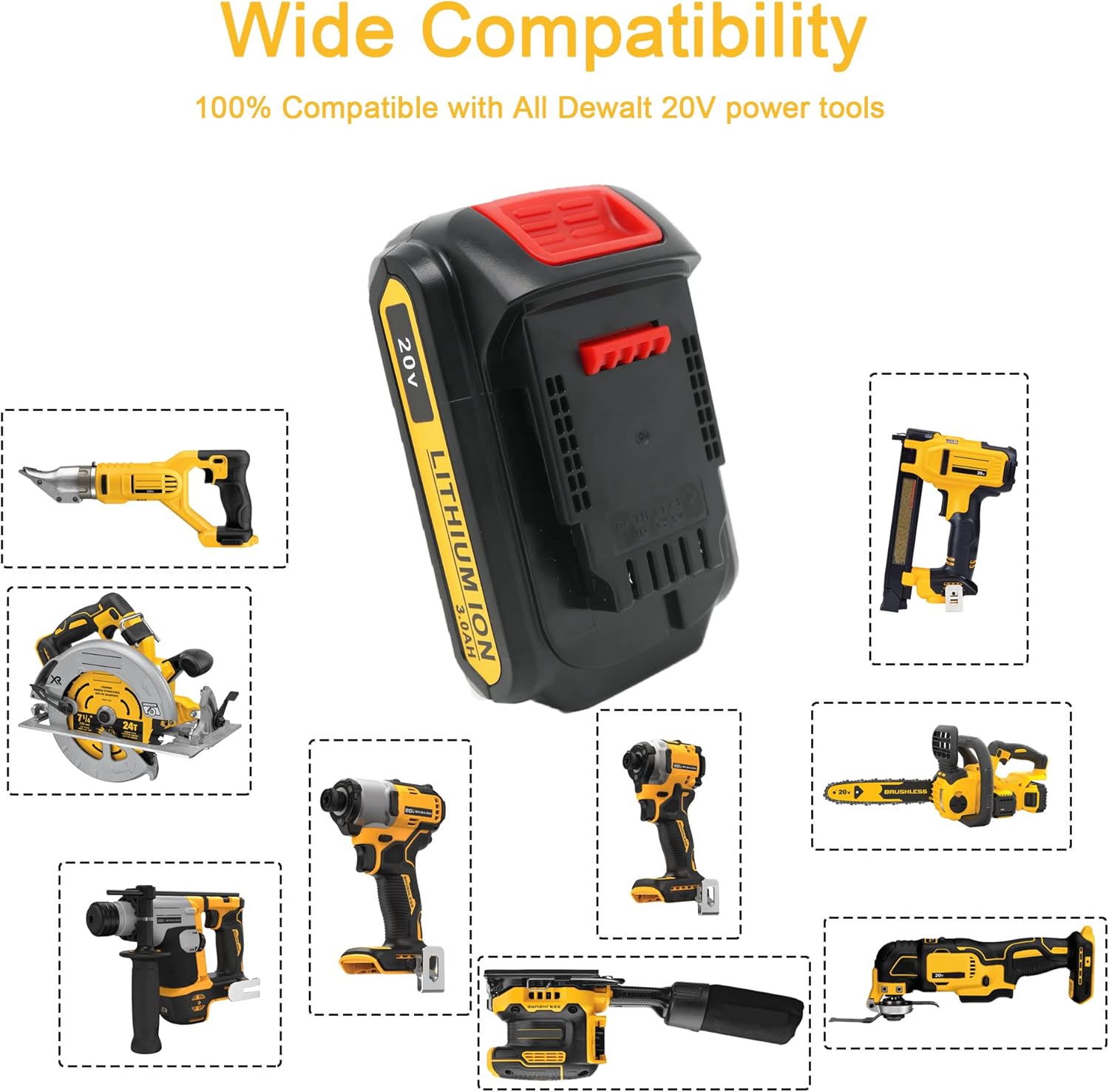 2 Pack 20V 3.0Ah Battery and Charger Combo for Cordless Tools M386