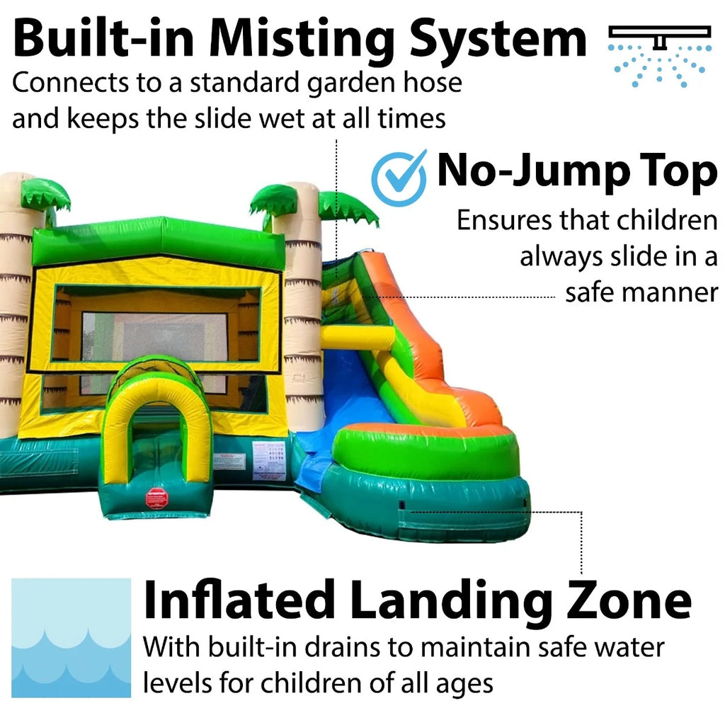 Tropical Inflatable Water Slide Bounce House Combo with Blower X478685