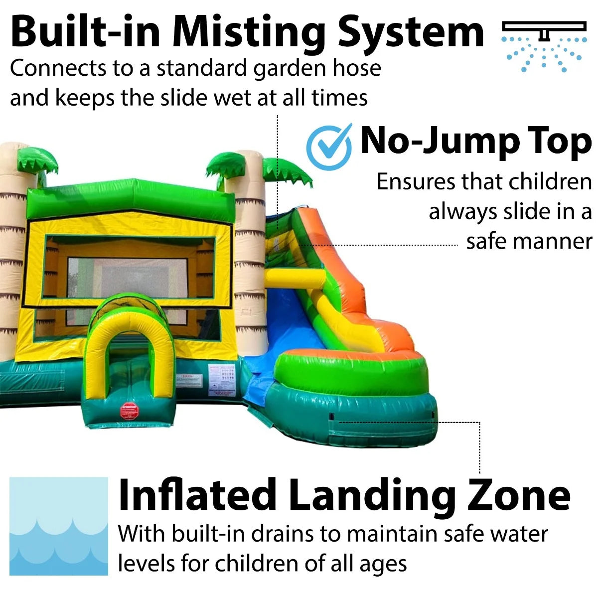 Tropical Inflatable Water Slide Bounce House Combo with Blower X478685