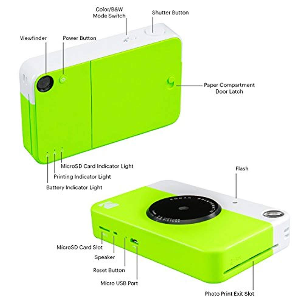Instant Camera with Zink Paper, 20 Sheets, 8x8 Scrapbook, 12 Markers, 100 Stickers, 6 Scissors, Washi O51463