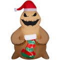 5 Foot Airblown Inflatables Christmas Burlap Oogie Boogie Holding Stocking I57962