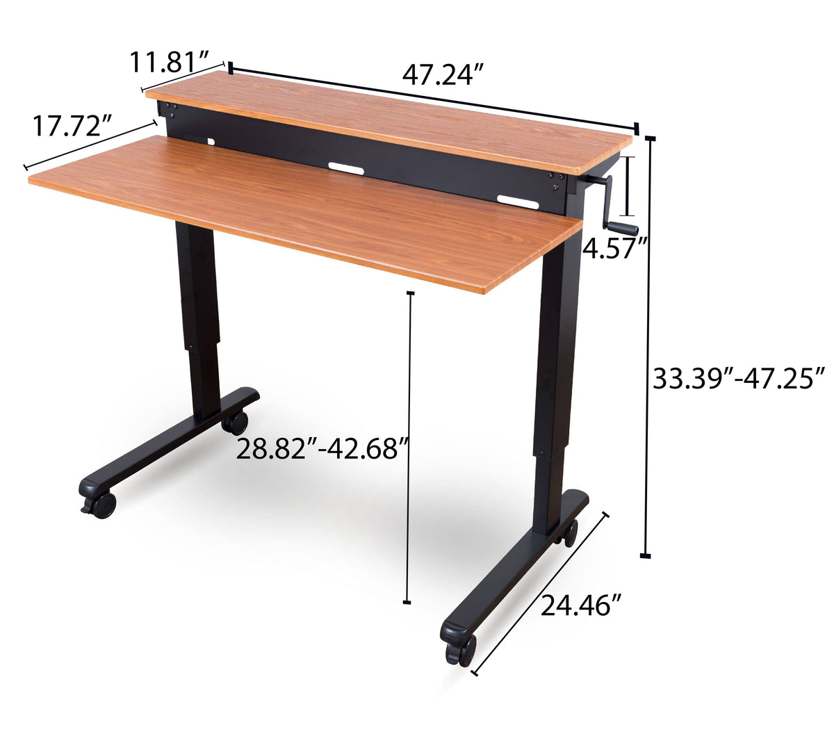 48-inch Crank Adjustable Height Stand Up Desk with Steel Frame Y79369