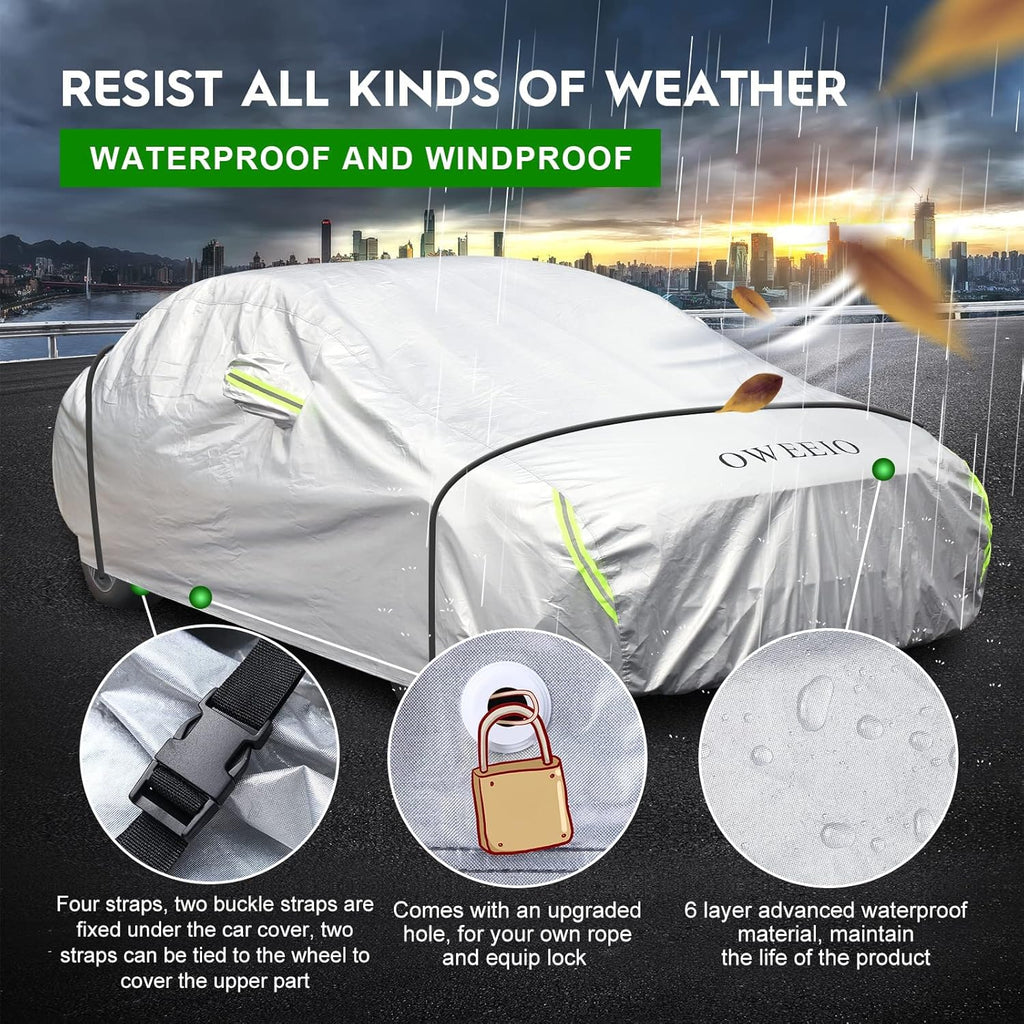 6 Layers Waterproof All Weather Car Cover with Zipper P8002