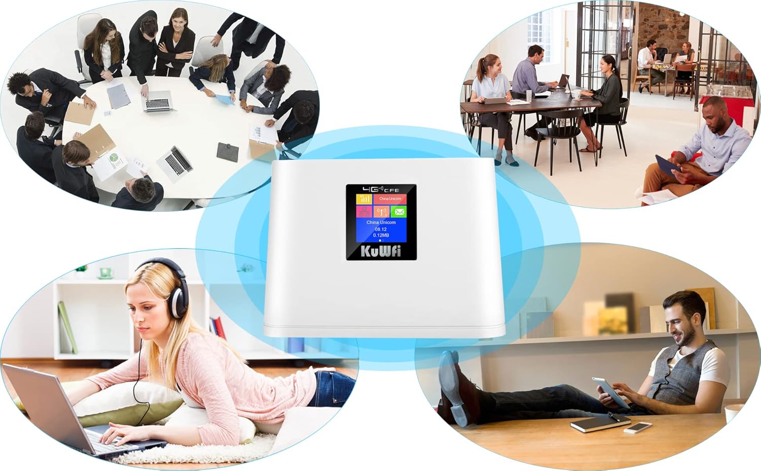 4G LTE Router with SIM Card Slot, Mobile WiFi Hotspot with LCD Display RJ45, 150Mbps, Pack of 2 L533